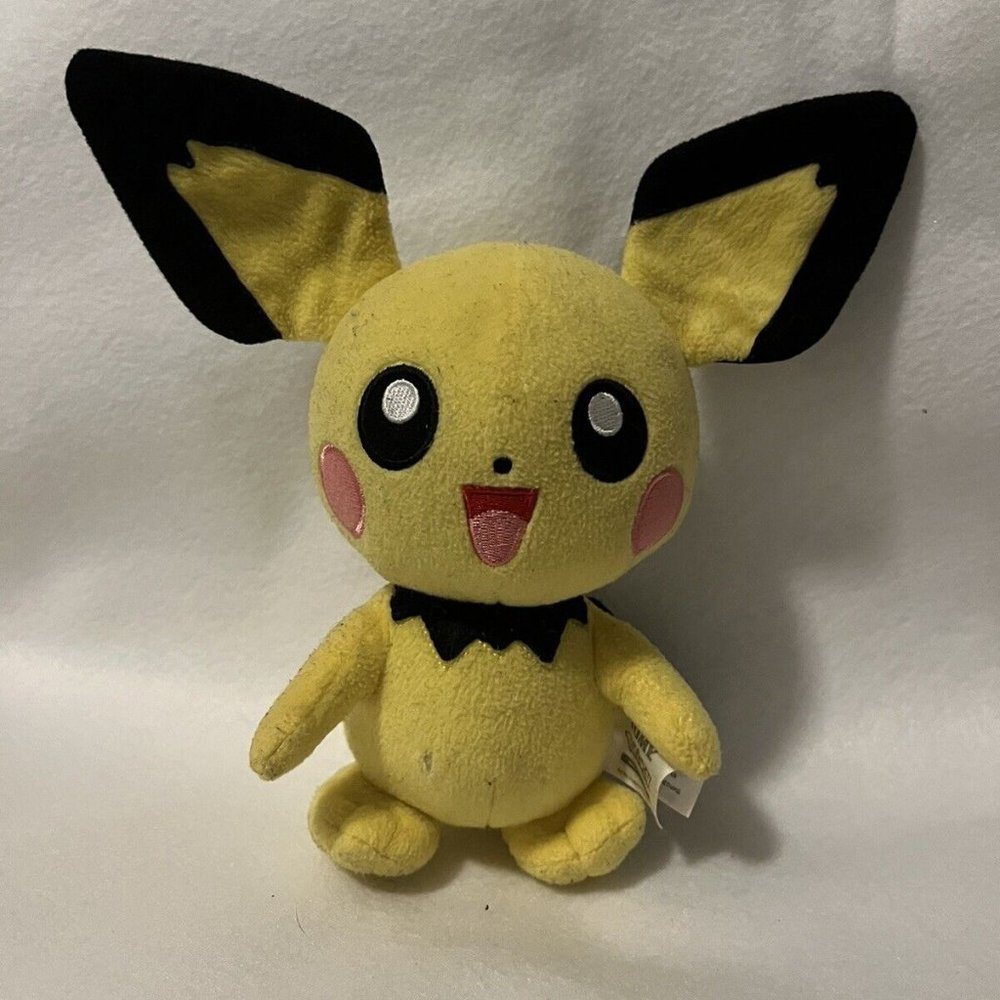 Pokemon PICHU 8" 2015 Tomy‎ Plush Stuffed Animal Toy Yellow Pikachu Evolution